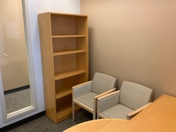 [#E7-GP35 Pic # (178)] Executive "U" Group - Bullet Top Desk w/ Freestanding Hutch, Tackboards, Task light, Surface Storage Tower Desk, Center Drawer, Credenza w/ Double Lateral File &amp; BBF, Left Hand - Light Maple