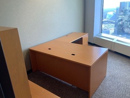 [#E6-GP33 Pic # (146)] "L" Group / Right Hand - 36x66 Desk w/ BBF Pedestal, 24x48 Return w/ FF Pedestal