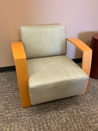 [#B12-GP33 Pic # (185)] Club Chair, Wood Frame and Arms, Upholstered Seat and Back