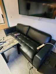 [#B7-30] Black Leather Couch