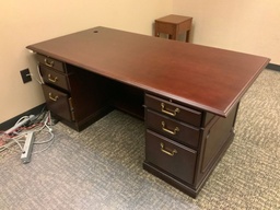 [#E4-103] Traditional Desk, Double Pedestal, Center Drawer, 36x72