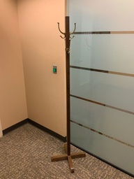 [#I5-128] Traditional Coat Tree, Wood, Walnut, Brass Hooks