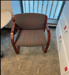 [#B8-49] GUEST CHAIR - WOOD AND PATTERNED